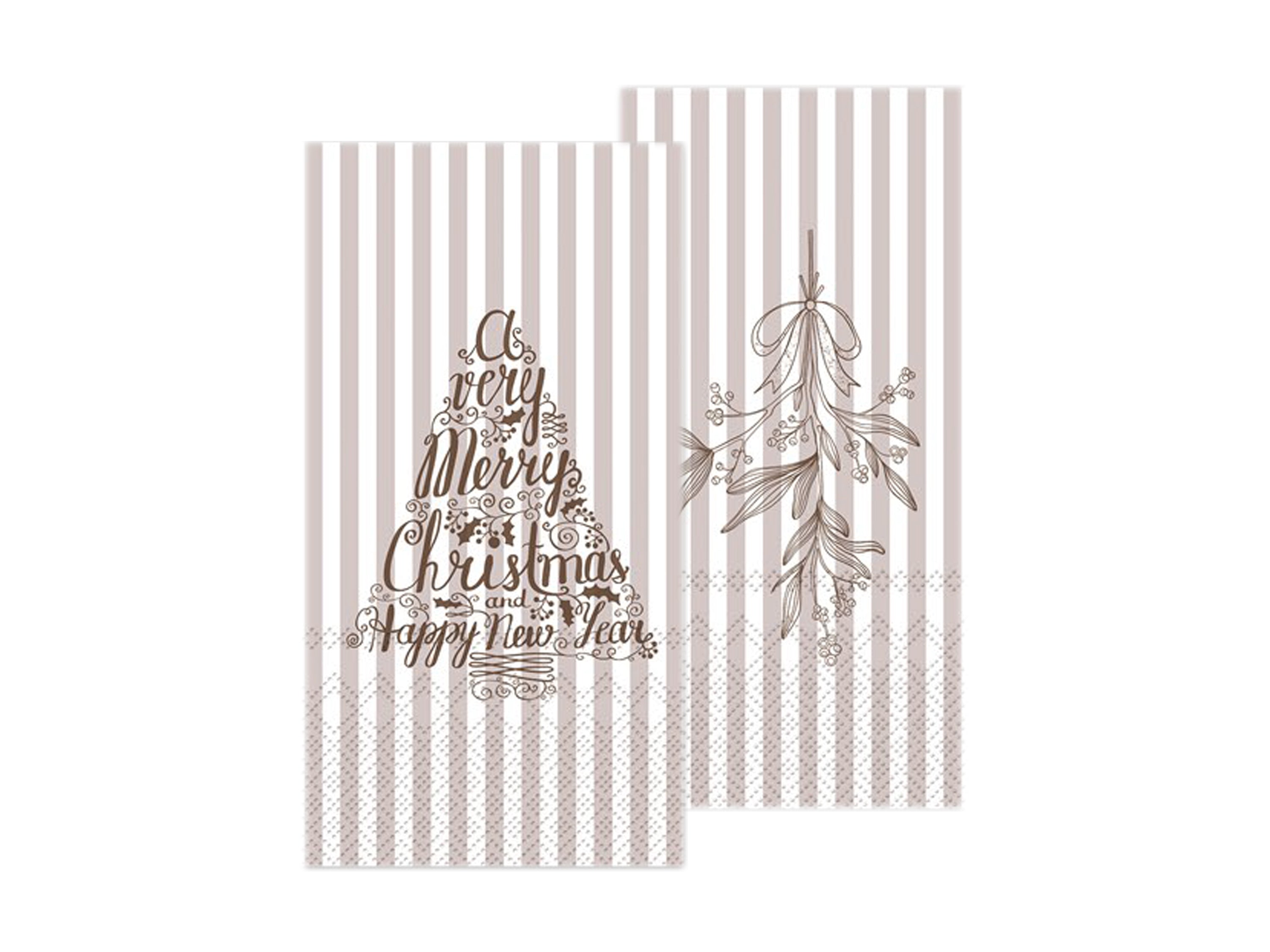 Chic Antique Serviette Mistelzweig und Weihnachstbaum, L20/B10 cm latte