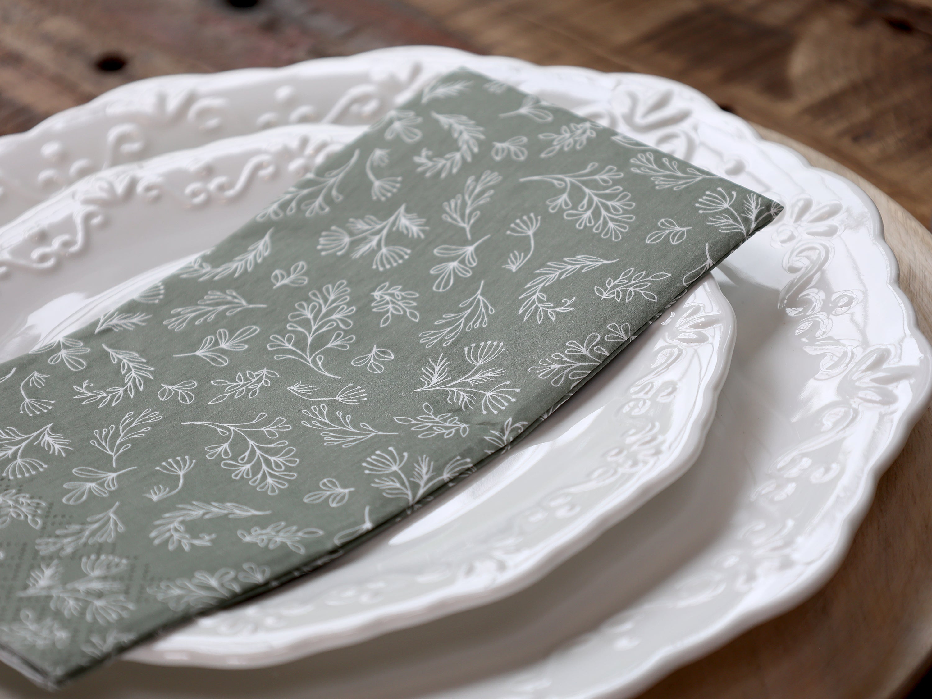 Chic Antique Servietten mit Blättern grün