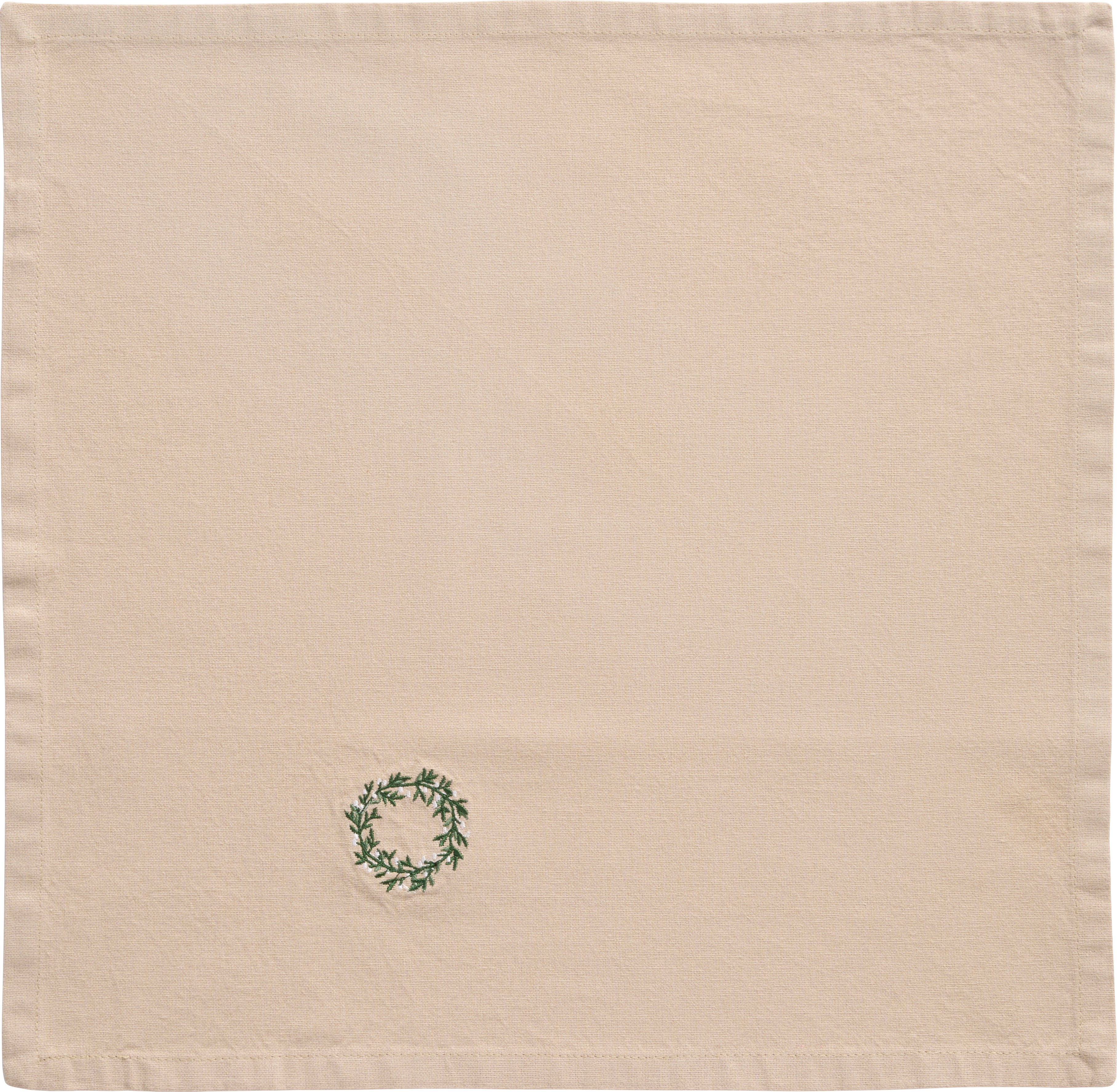Ib Laursen Stoffserviette Tradition mit Kranz leinenfarbig