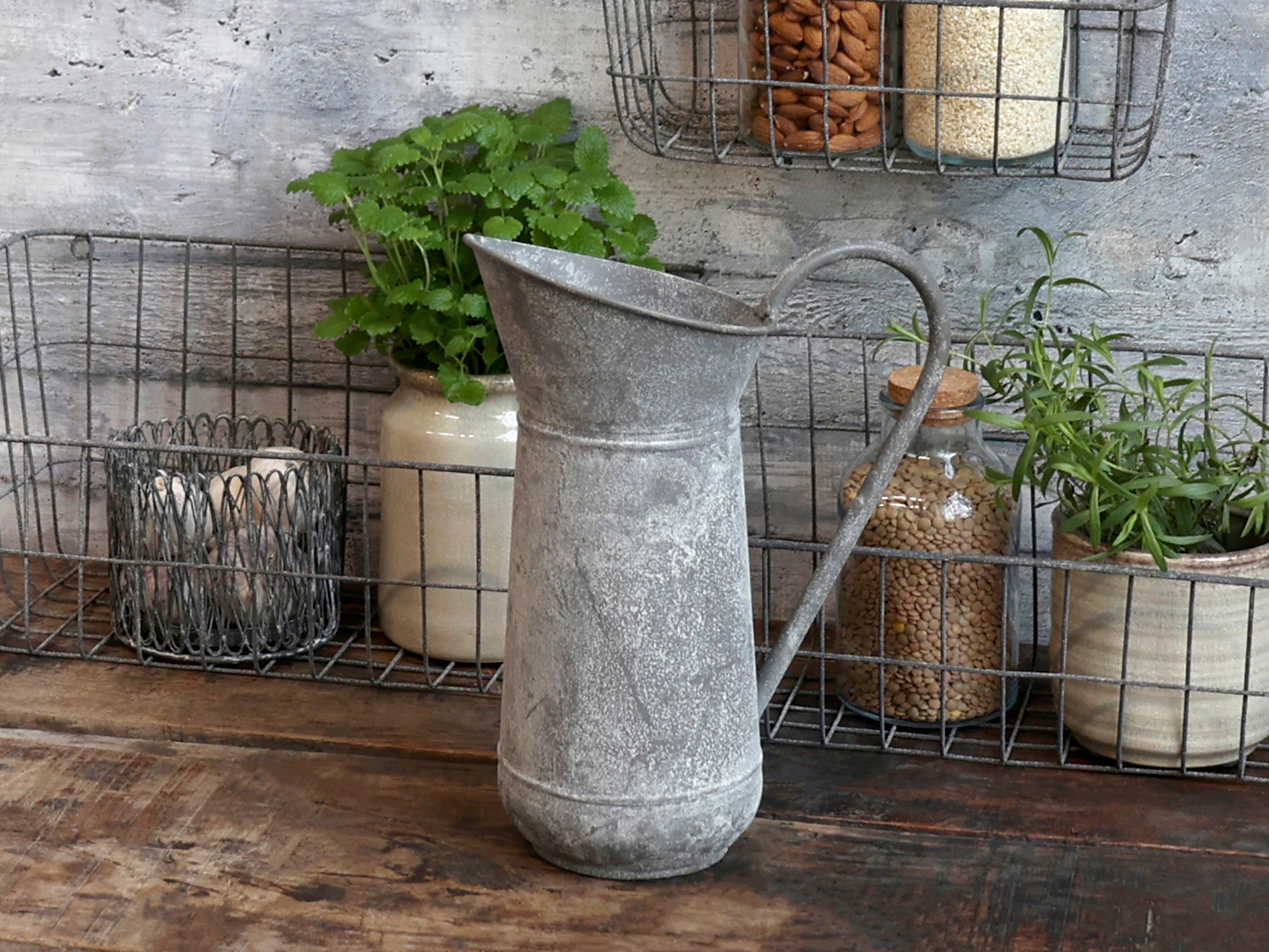 Chic Antique Kanne zur Deko, antique zink