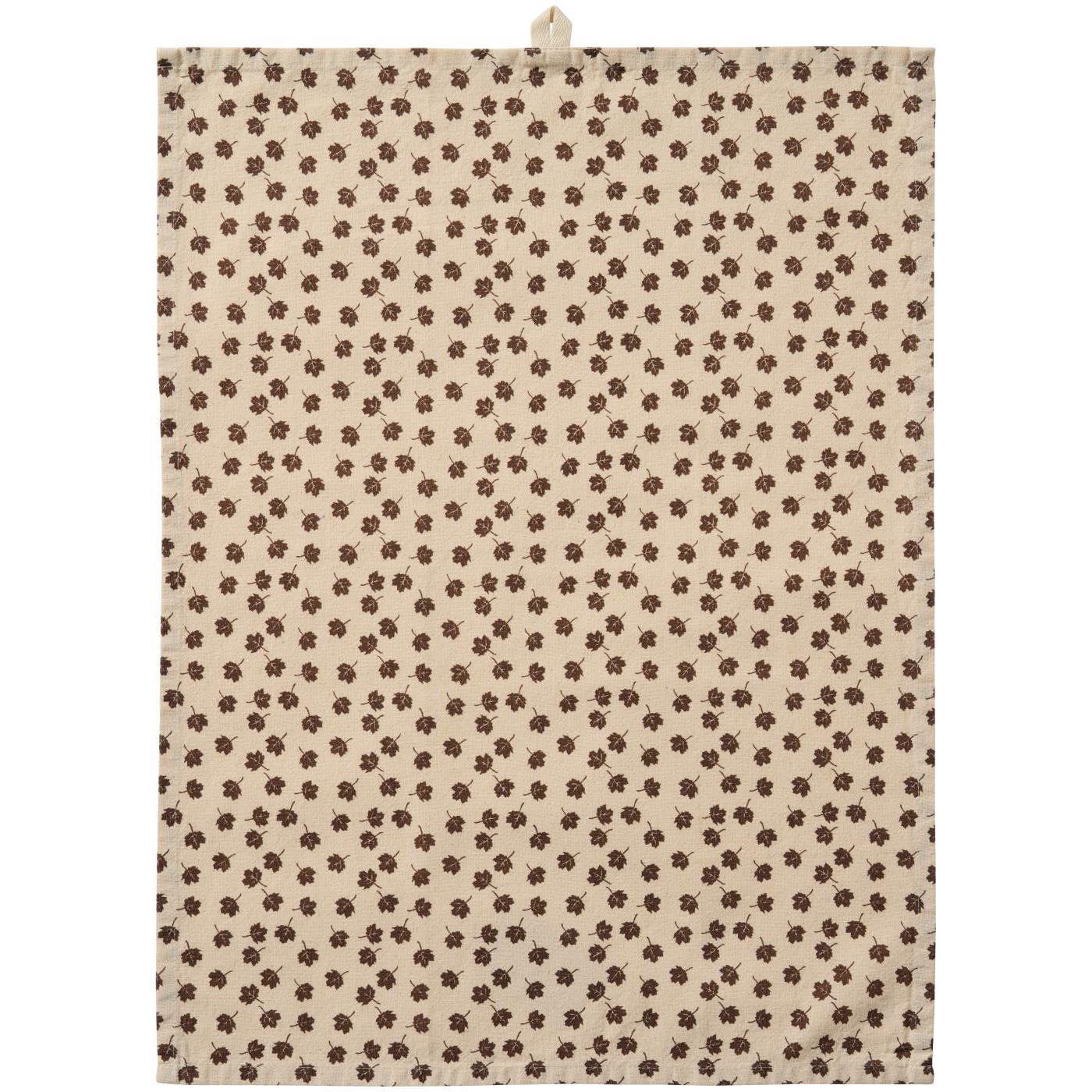 Ib Laursen „Birk“ Geschirrtuch, Natur mit braunen Blatt-Motiv (50 × 70 cm) |