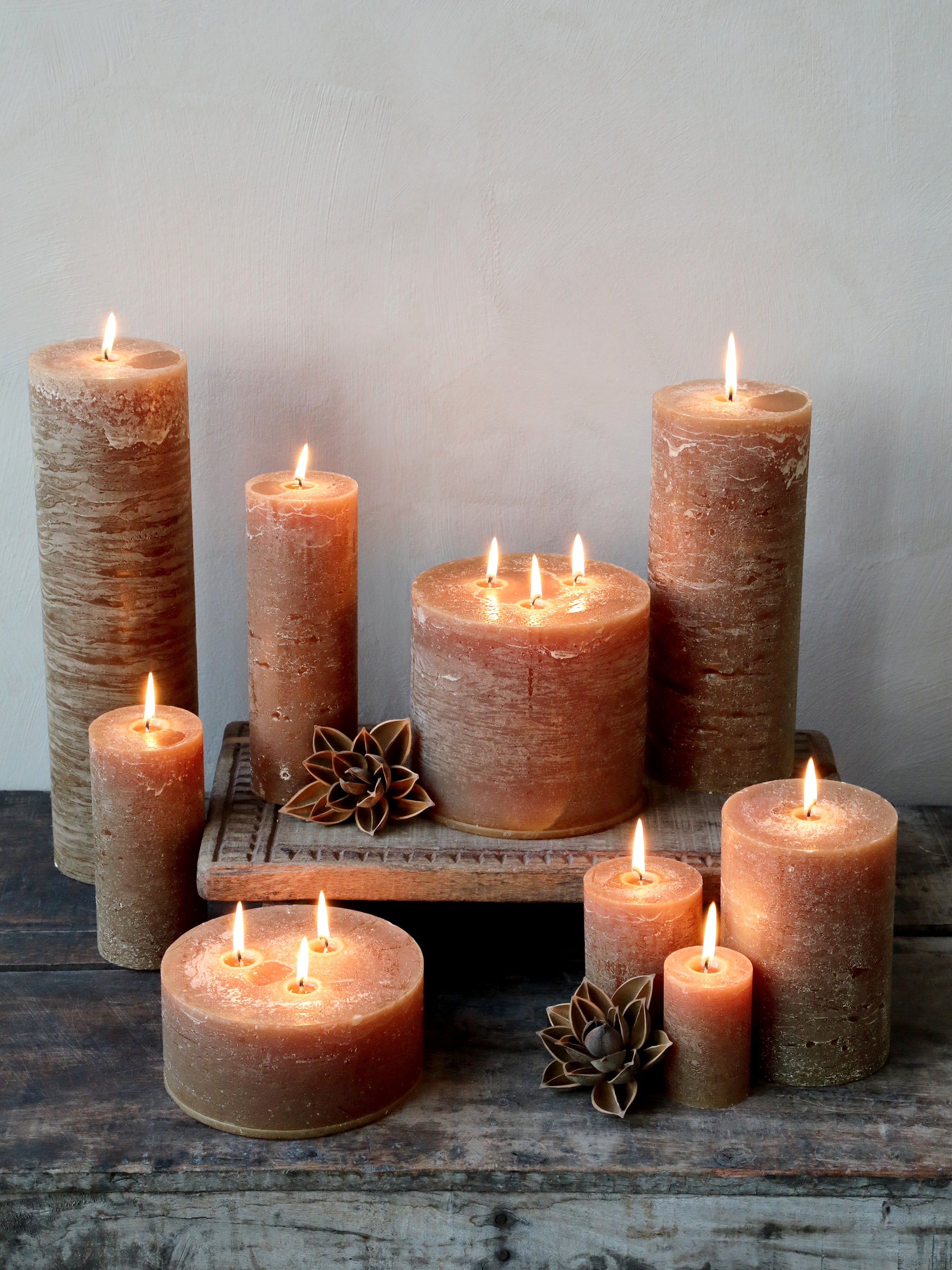 Chic Antique Macon Walnuss Stumpenkerze, H10/D7