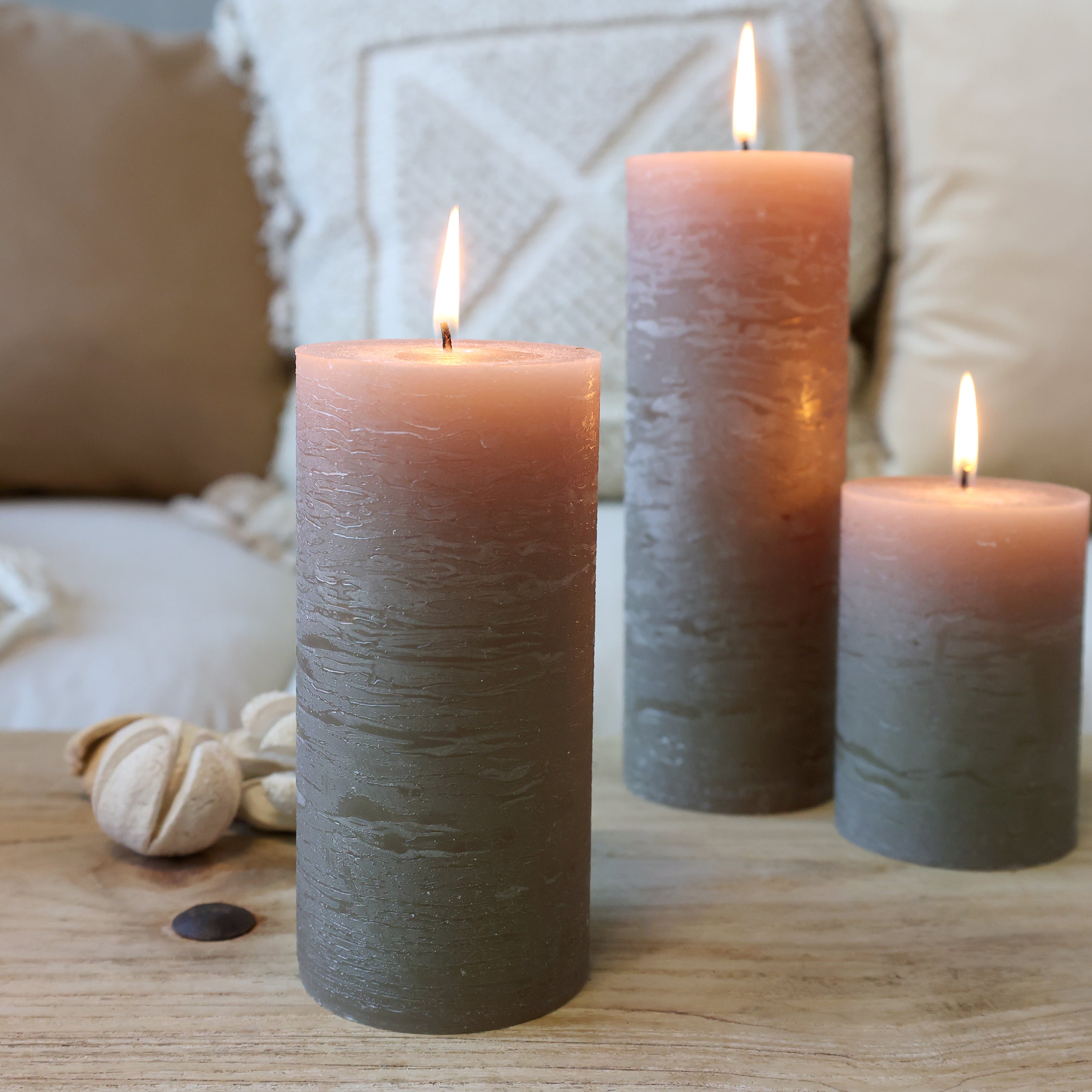 Chic Antique Macon leinen Stumpenkerze, H15/D7cm