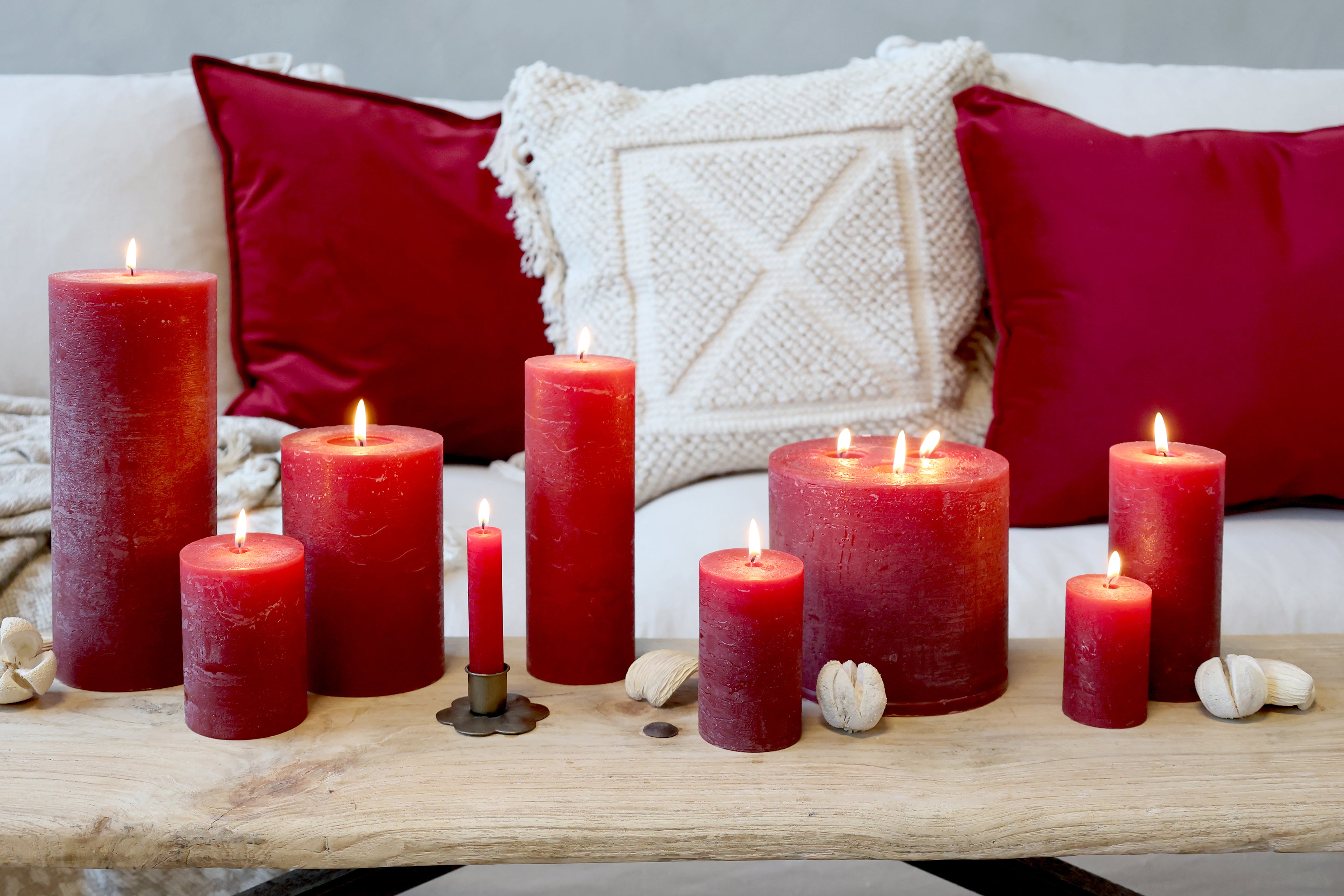 Chic Antique Macon dunkelrot Stumpenkerze H10/D7cm