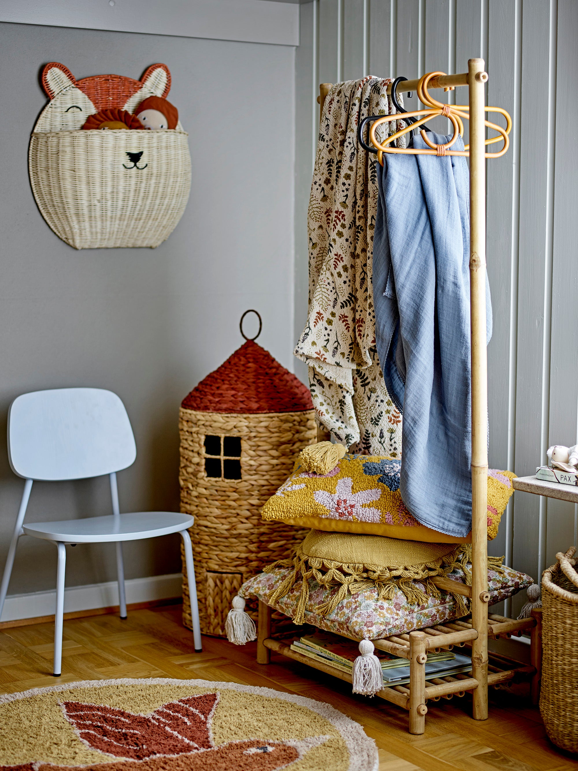 Bloomingville Plaid - Filipa Decke, Gelb, aus recycelter Baumwolle