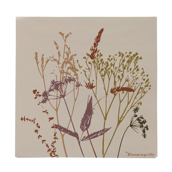 Bloomingville Papierservietten 20 Stück "Sirri", Farbe Natur mit Gräsern, Papier