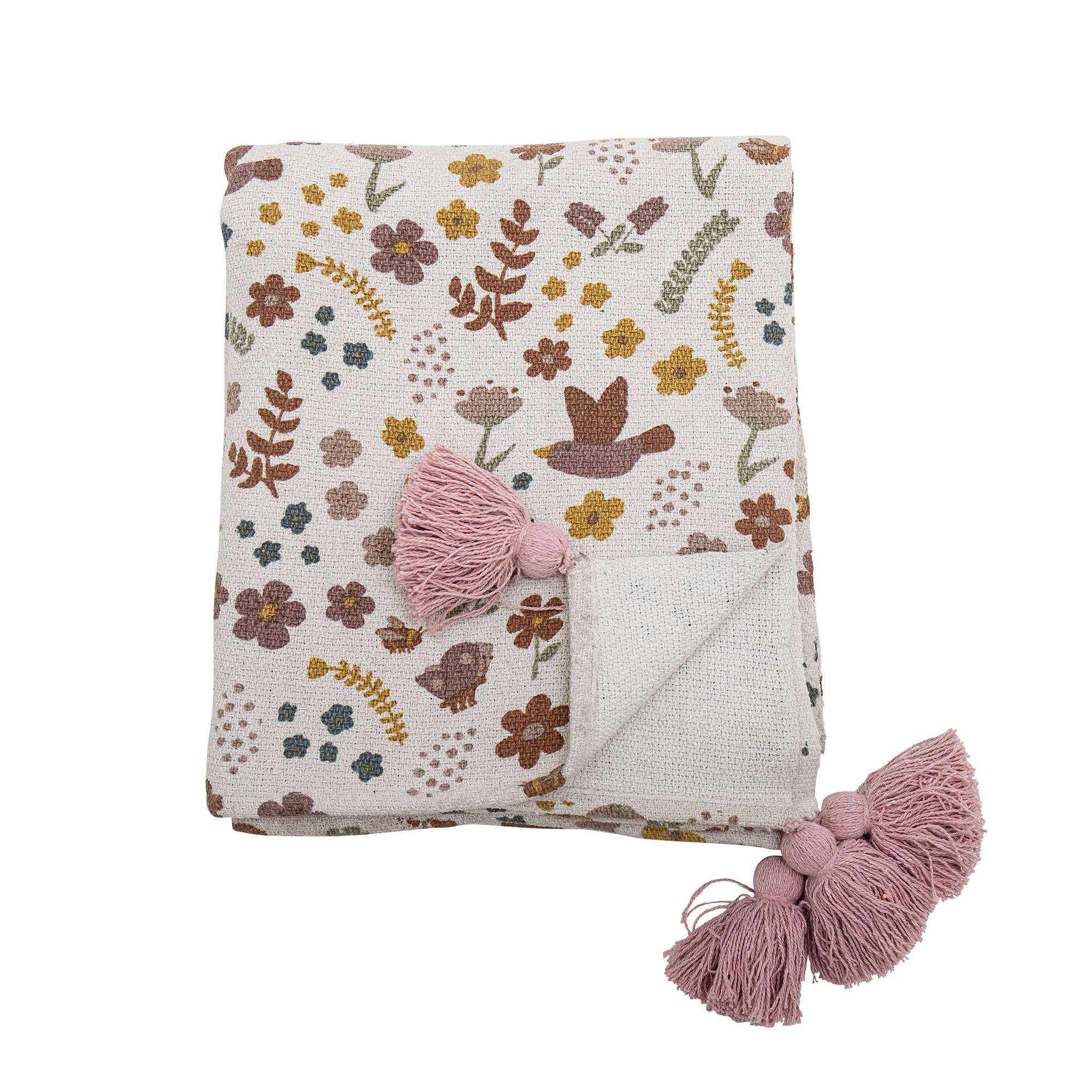 Bloomingville MINI Kristine Decke, Natur, Recycelte Baumwolle L160xW130 cm