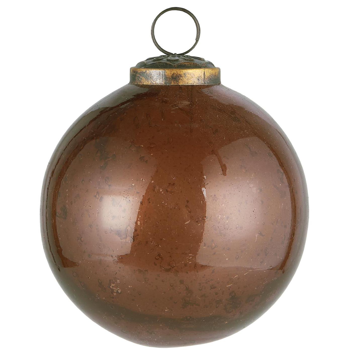 Ib Laursen Weihnachtskugel pebbled Glas mocca groß