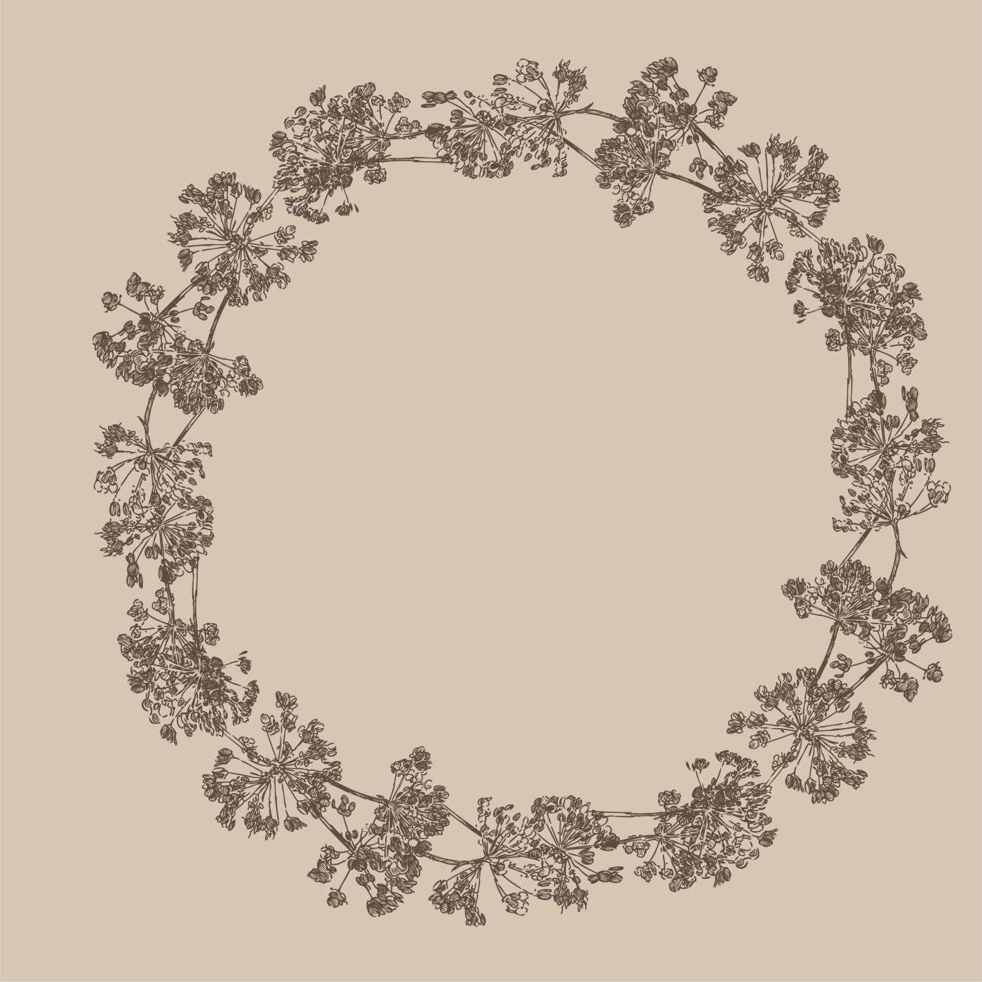 Ib Laursen Papierservietten „Kranz aus Doldenblüten“, Weiß/Beige (40 × 40 cm), 50 Stück