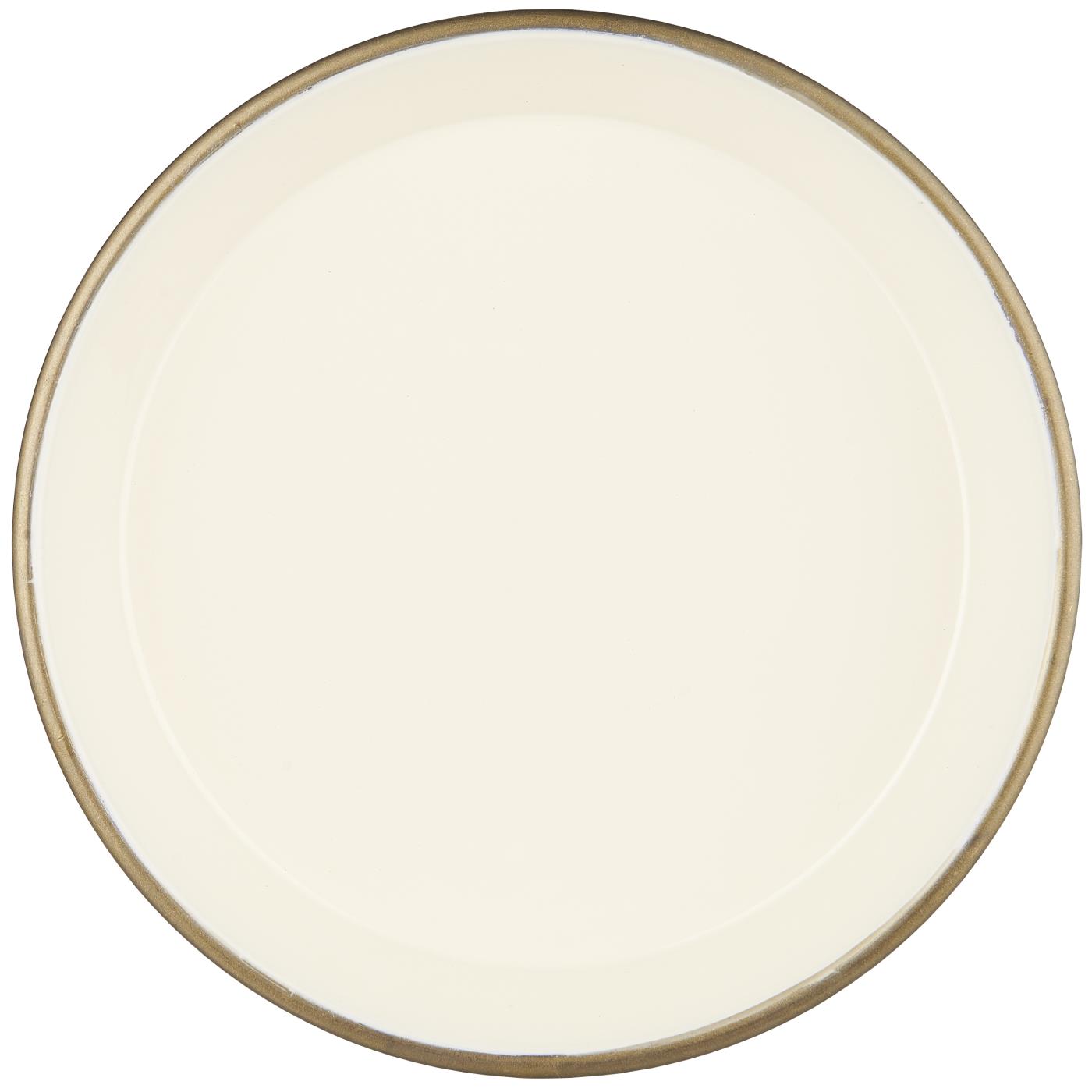 Ib Laursen Tablett rund messing, innen butter cream, mit schräger Kante