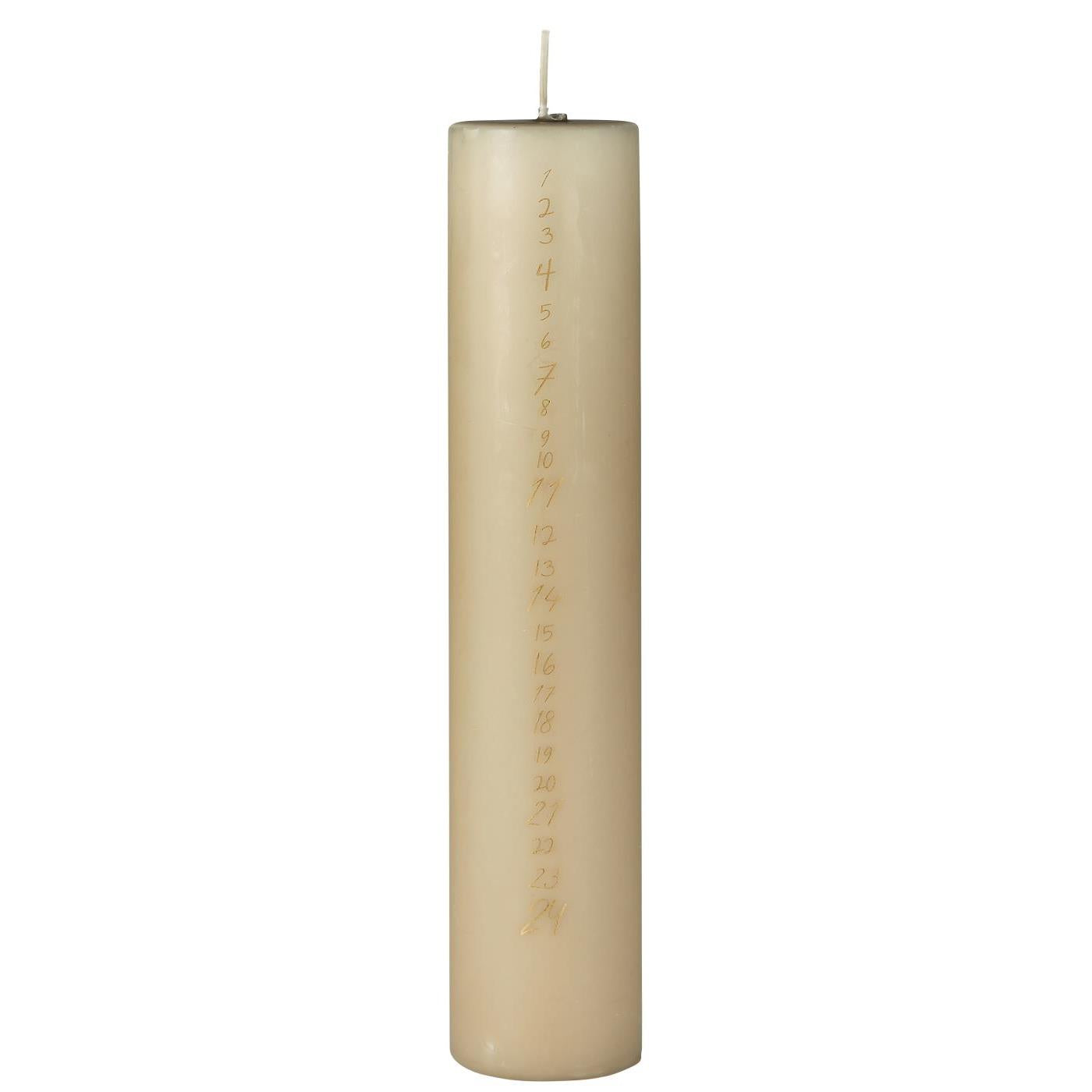 Ib Laursen Weihnachtskerze 1-24 leinen mit goldenen Zahlen