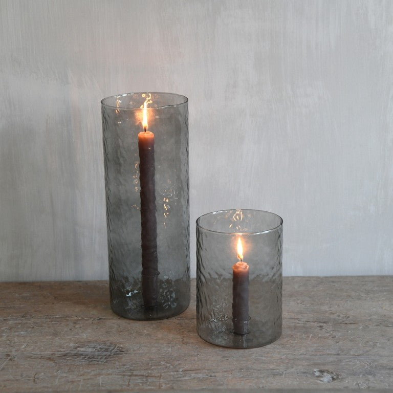 LEEFF Kerzenhalter/ Laterne Celine, grau, aus Glas
