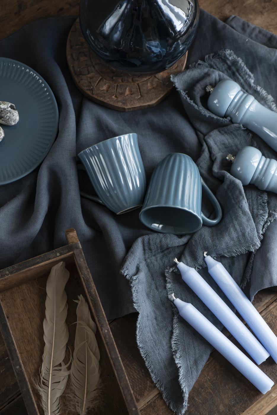 Ib Laursen Stoffserviette doppelt gewebt, historical blue/ dunkelblau
