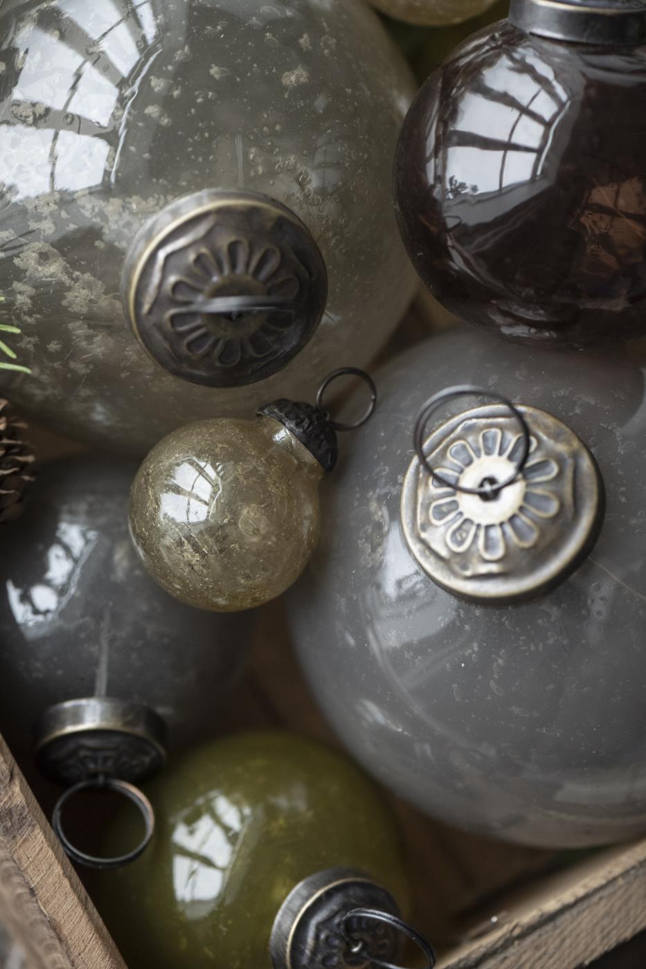Ib Laursen Weihnachtskugel pebbled Glas mocca