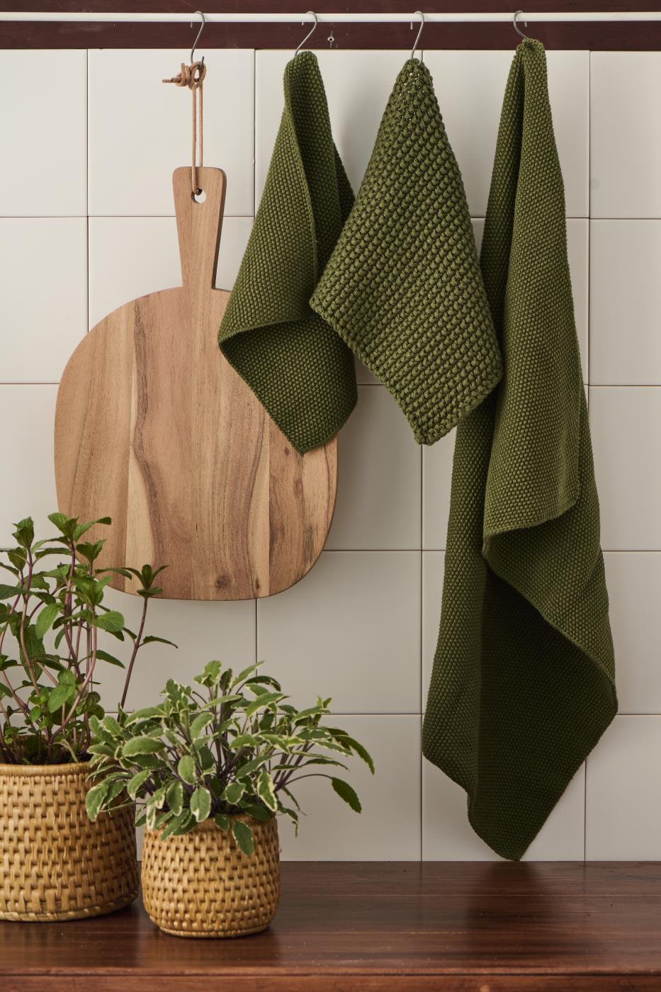 Ib Laursen Topflappen Mynte olive gestrickt