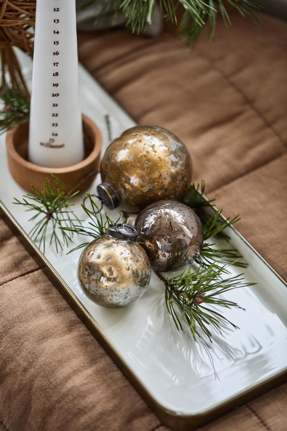 Ib Laursen Weihnachtskerze 1-24 weiß mit Kupferzahlen kegelförmig