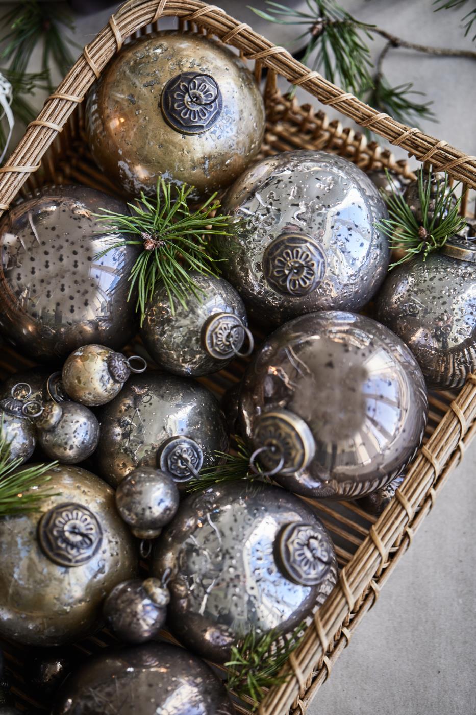 Weihnachtskugel pebbled Glas soil Bauernsilber