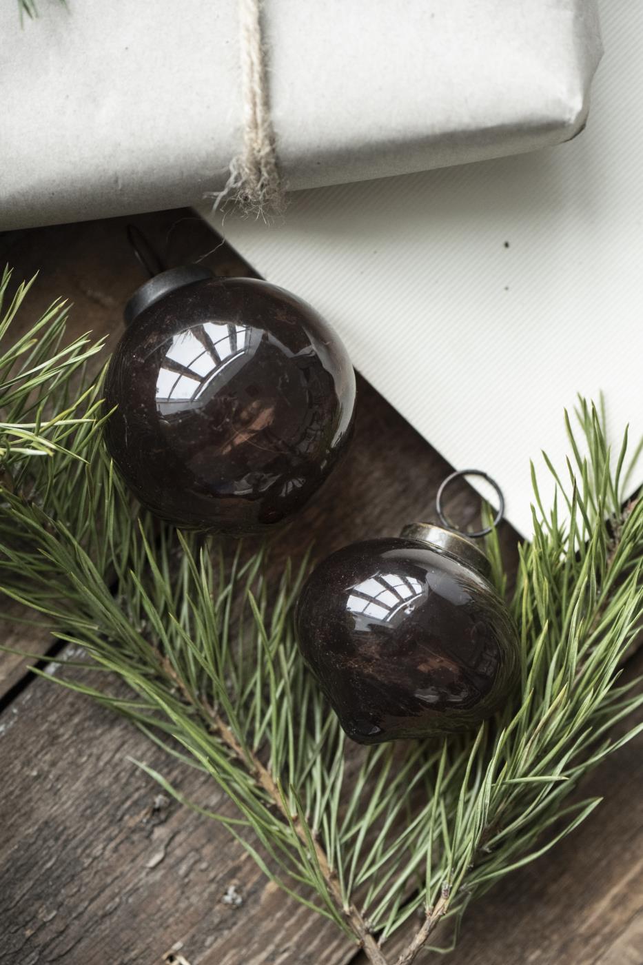Ib Laursen Weihnachtskugel pebbled Glas mocca