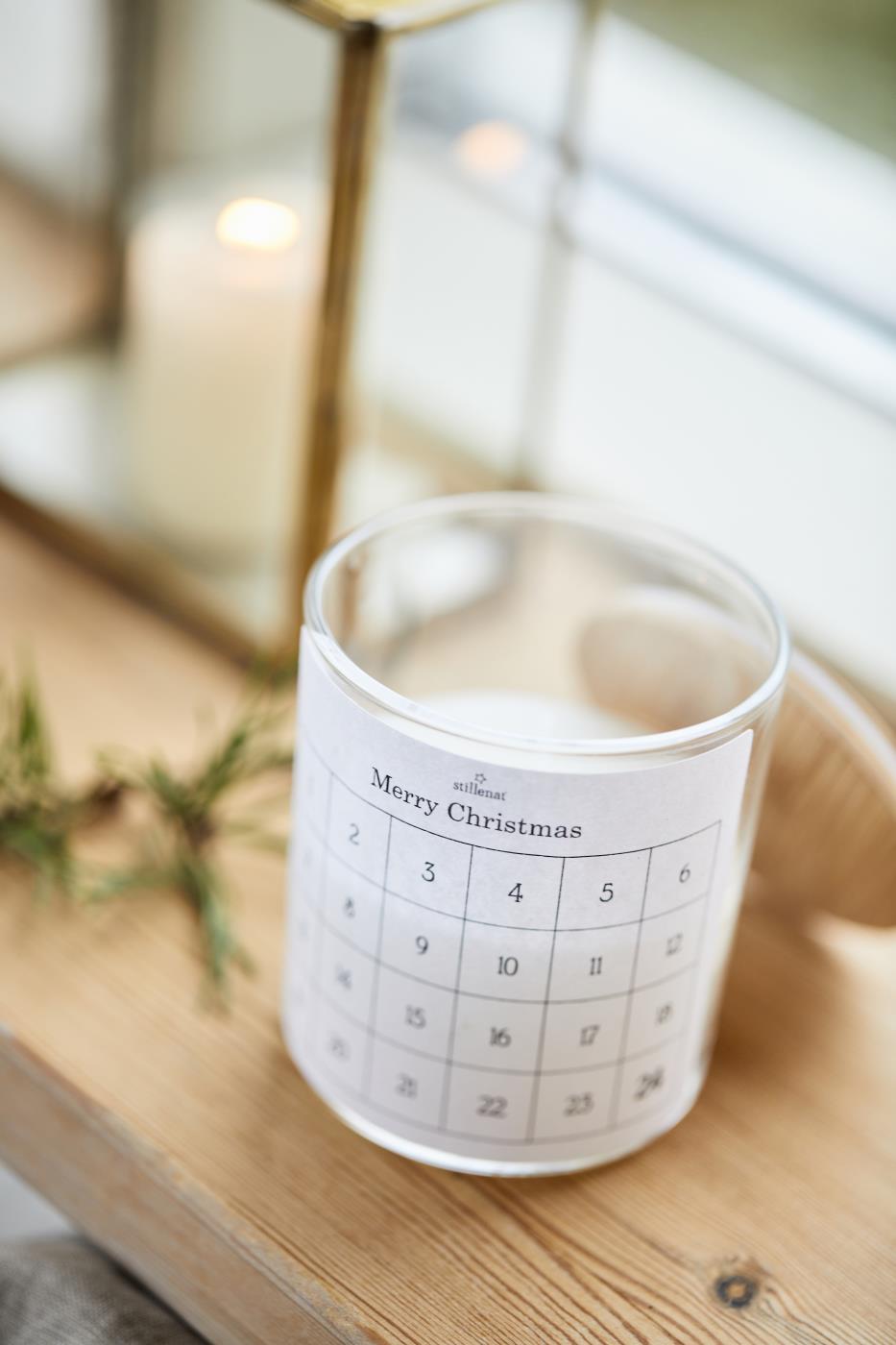 Ib Laursen Paraffinkerze im Glas,  1-24 für die Adventszeit