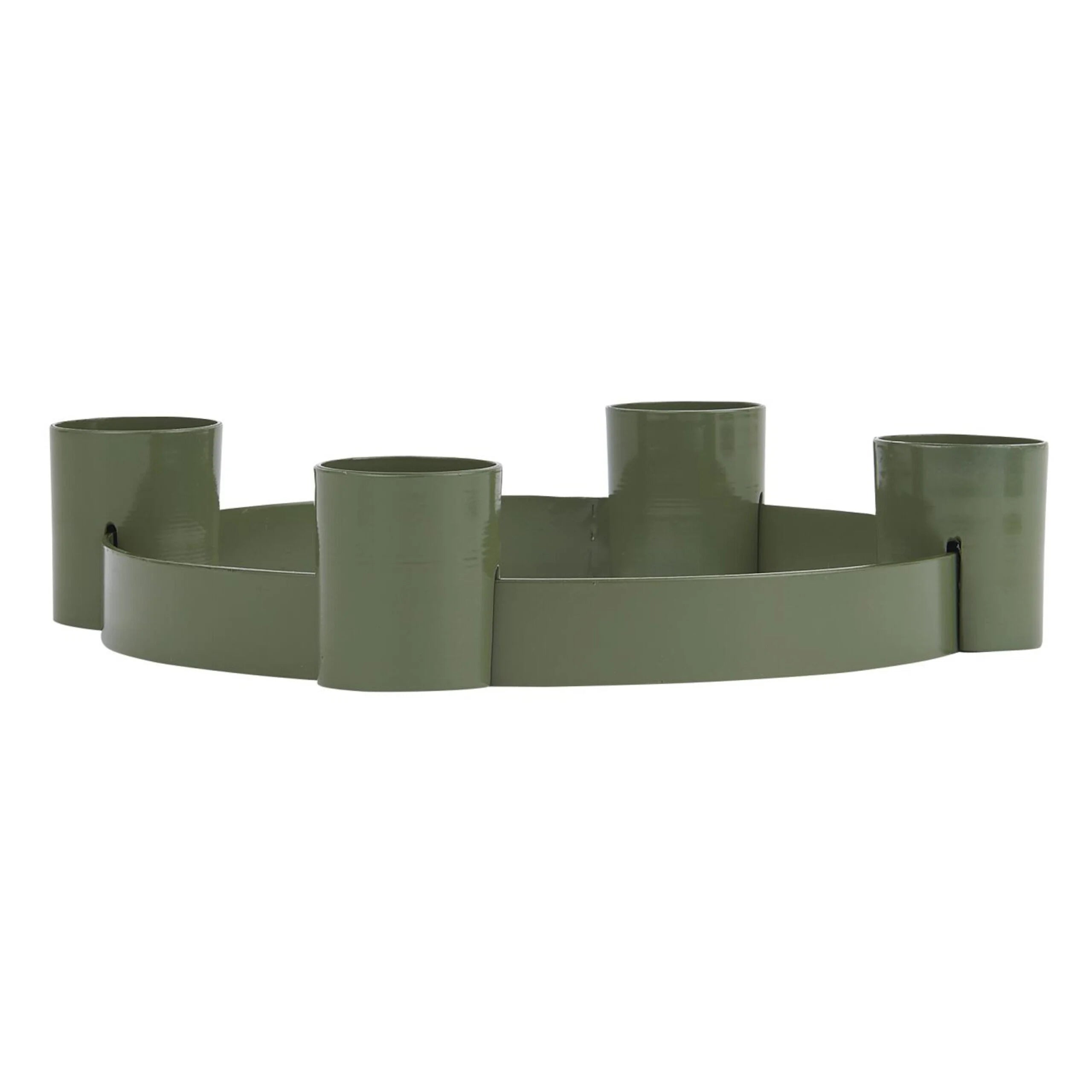 Ib Laursen Adventkerzenhalter für 4 rustikale Kerzen, Adventskranz mit verschiebbaren Kerzenhaltern - ø 26 cm (Grün)
