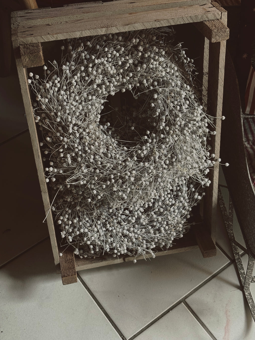 Flachskranz weiß - D: 30cm