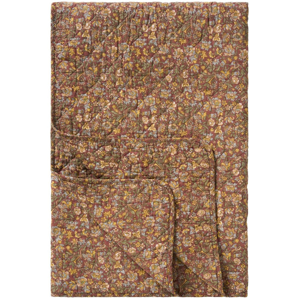 Quilt staubiges bordeaux mit blauen, gelben und grünen - 130x180cm
