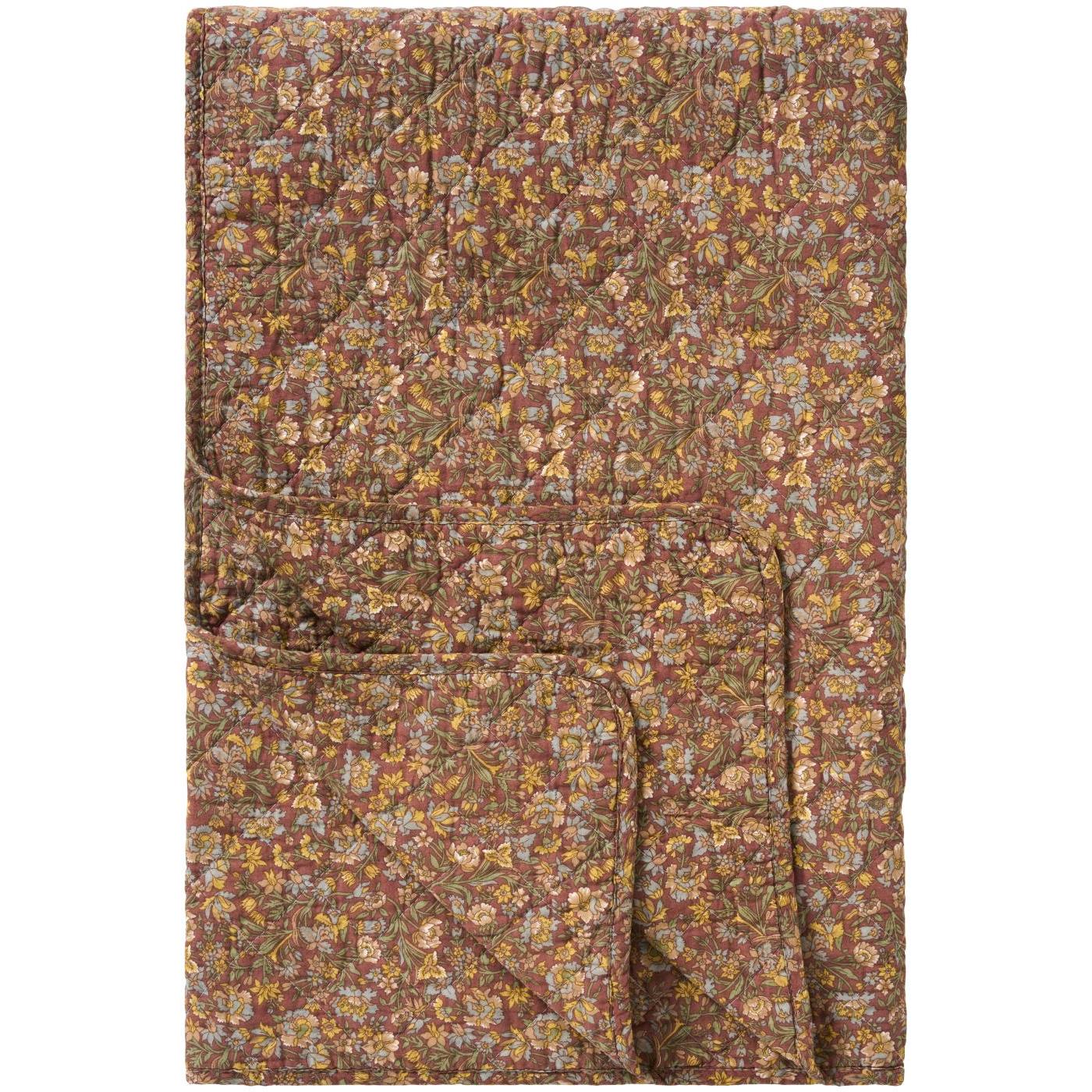 Quilt staubiges bordeaux mit blauen, gelben und grünen - 130x180cm