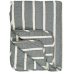 Ib Laursen Quilt weiße, schwarze und staubig blaue Streifen
