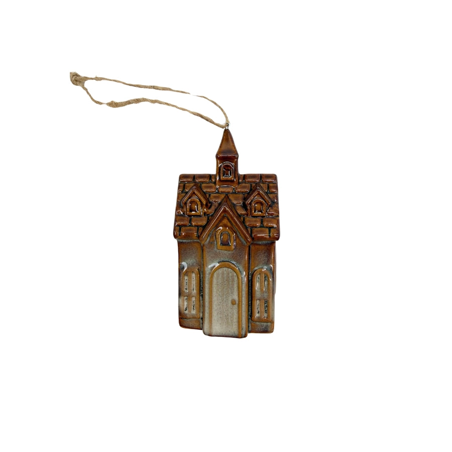 Haus Anhänger mit Jute-Schnur, braun/beige
