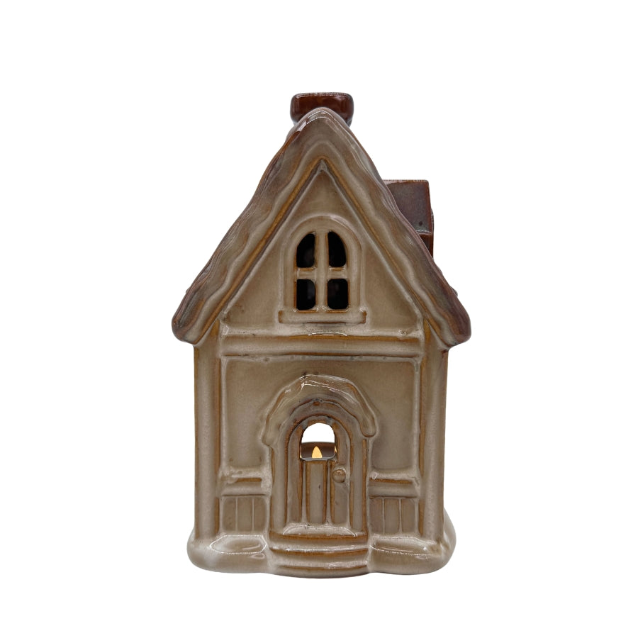 Haus aus Keramik, braun/beige cinnamon