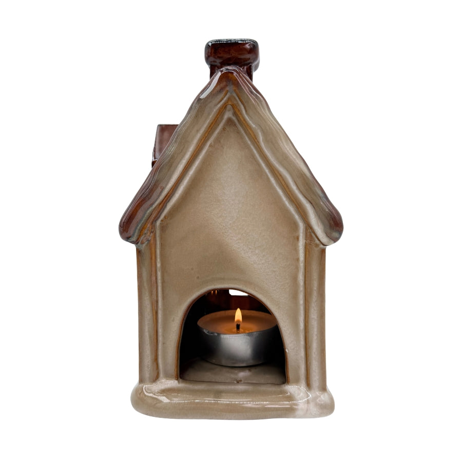 Haus aus Keramik, braun/beige cinnamon