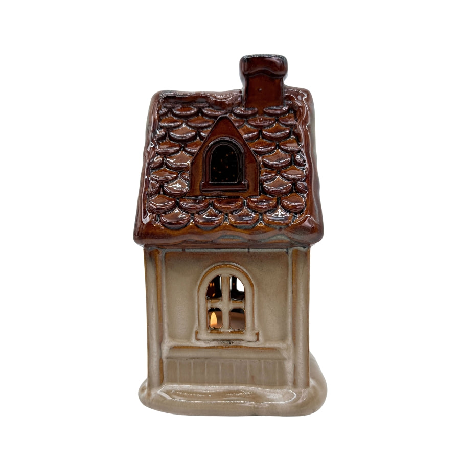 Haus aus Keramik, braun/beige cinnamon