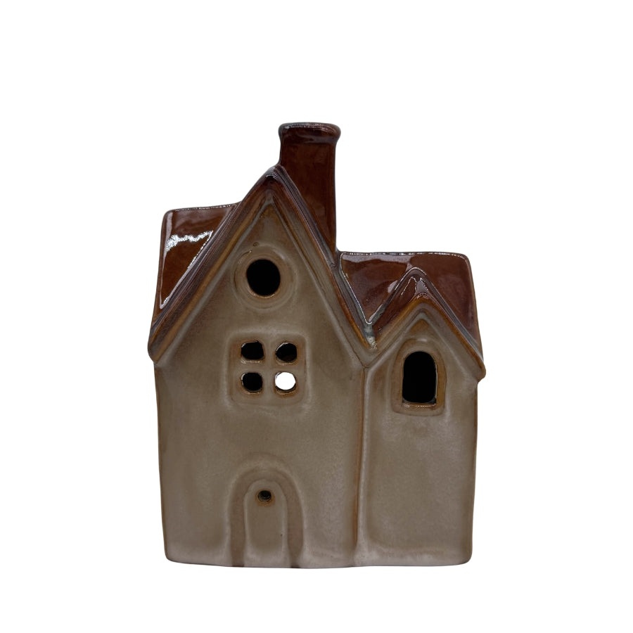 Haus 2 aus Keramik, braun/Beige cinnamon