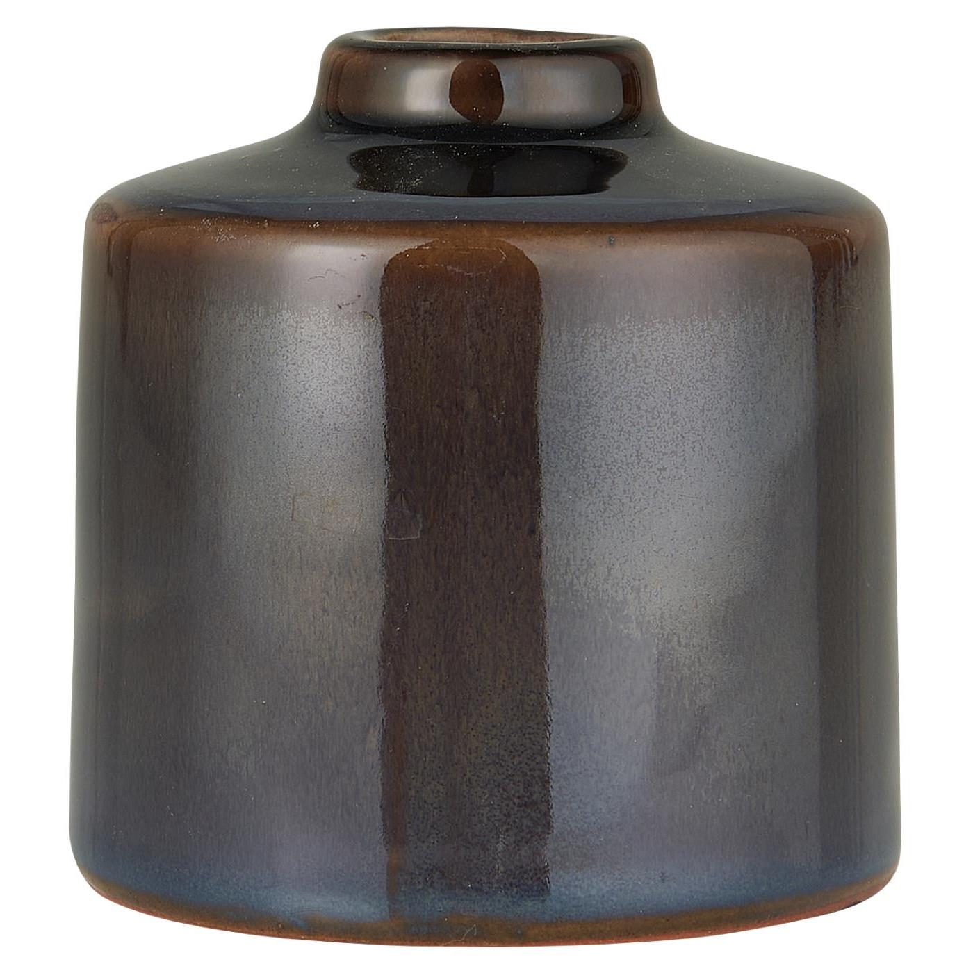 Kerzenhalter für 2,2 cm Kerze Ragnhild dunkelbraun - unebene Glasur