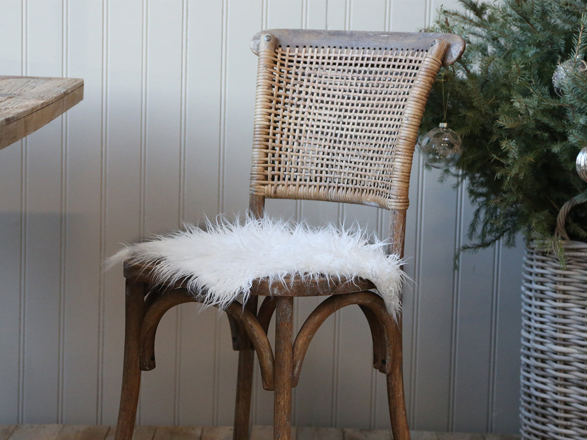 Chic Antique Pelzimitat/ Fell , L40/B40 cm weiß