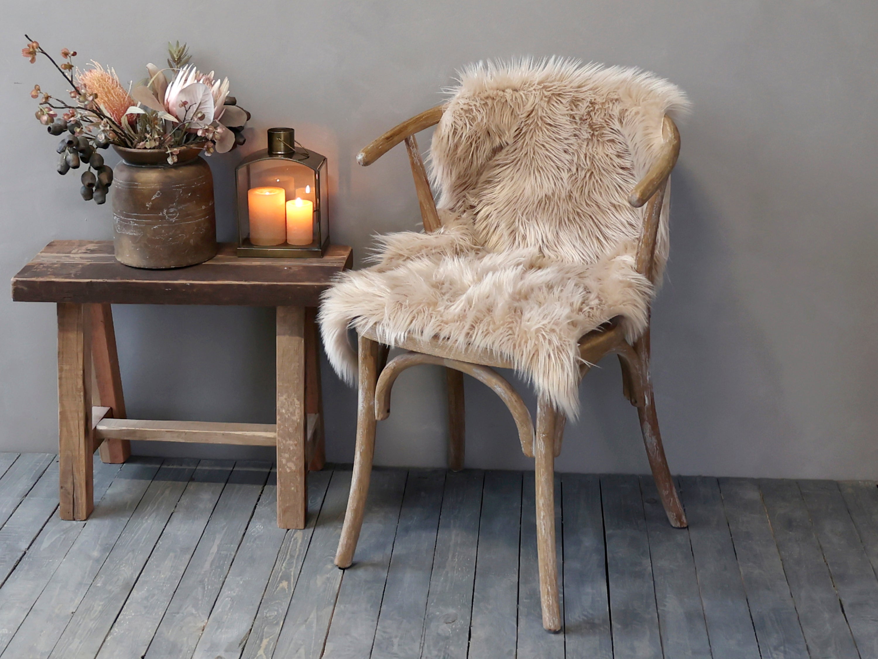Chic Antique Pelzimitat / Fell , L90/B60 cm antique latte