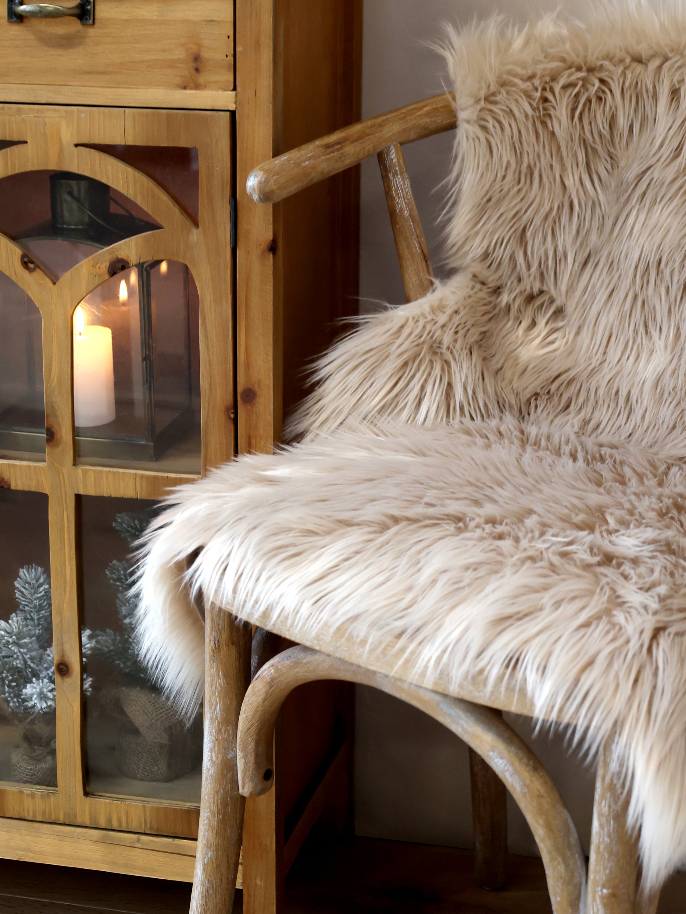 Chic Antique Pelzimitat / Fell , L90/B60 cm antique latte