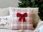 Chic Antique Kissenbezug rot mit Schleife - Handwäsche