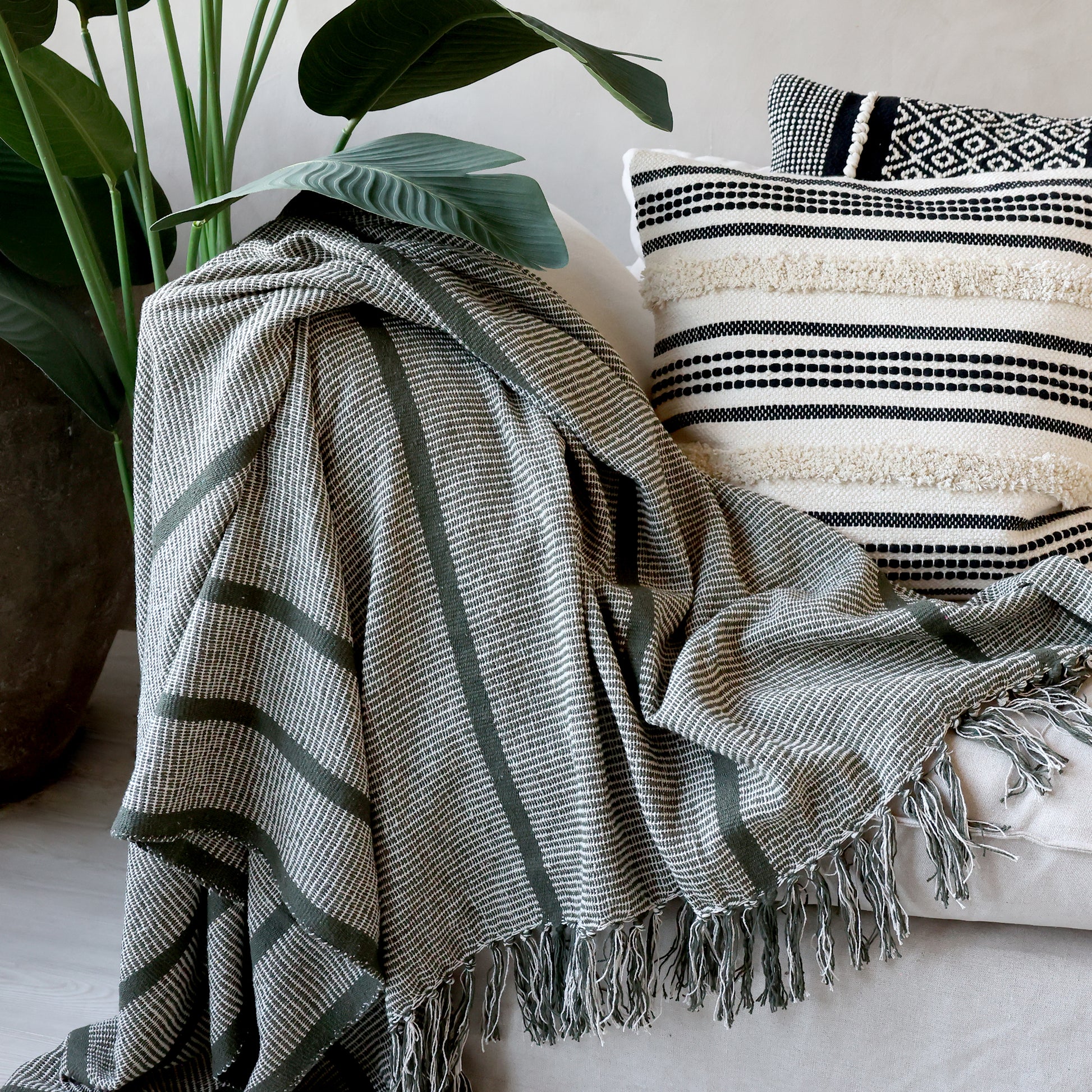 Chic Antique Plaid Aix grün-natur gestreift