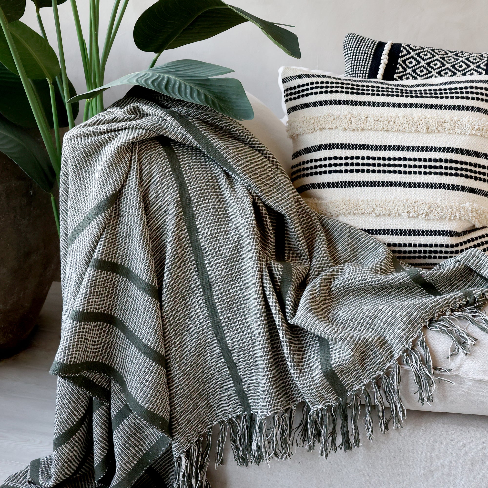 Chic Antique Plaid Aix grün-natur gestreift