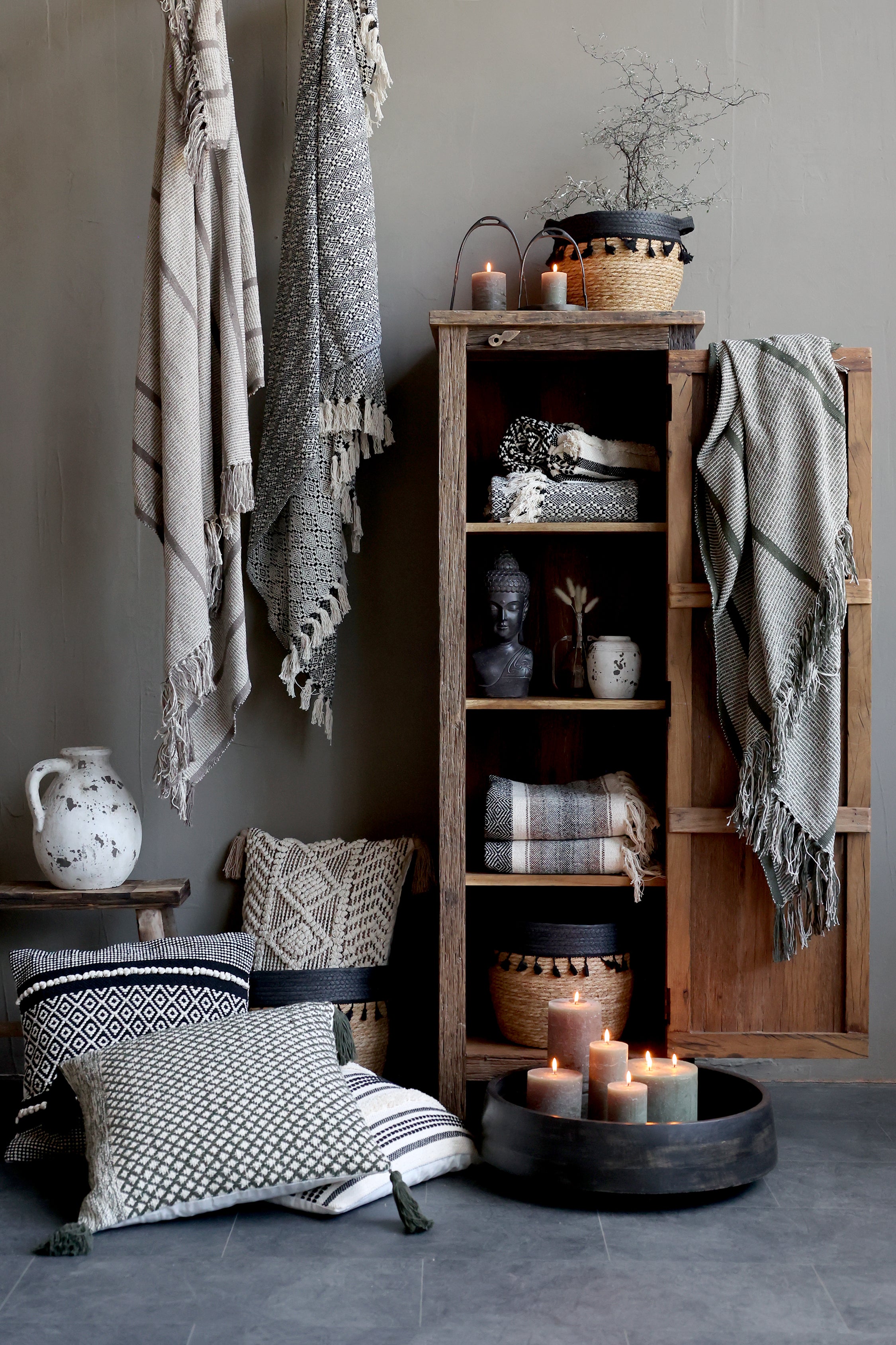 Chic Antique Plaid Aix grün-natur gestreift