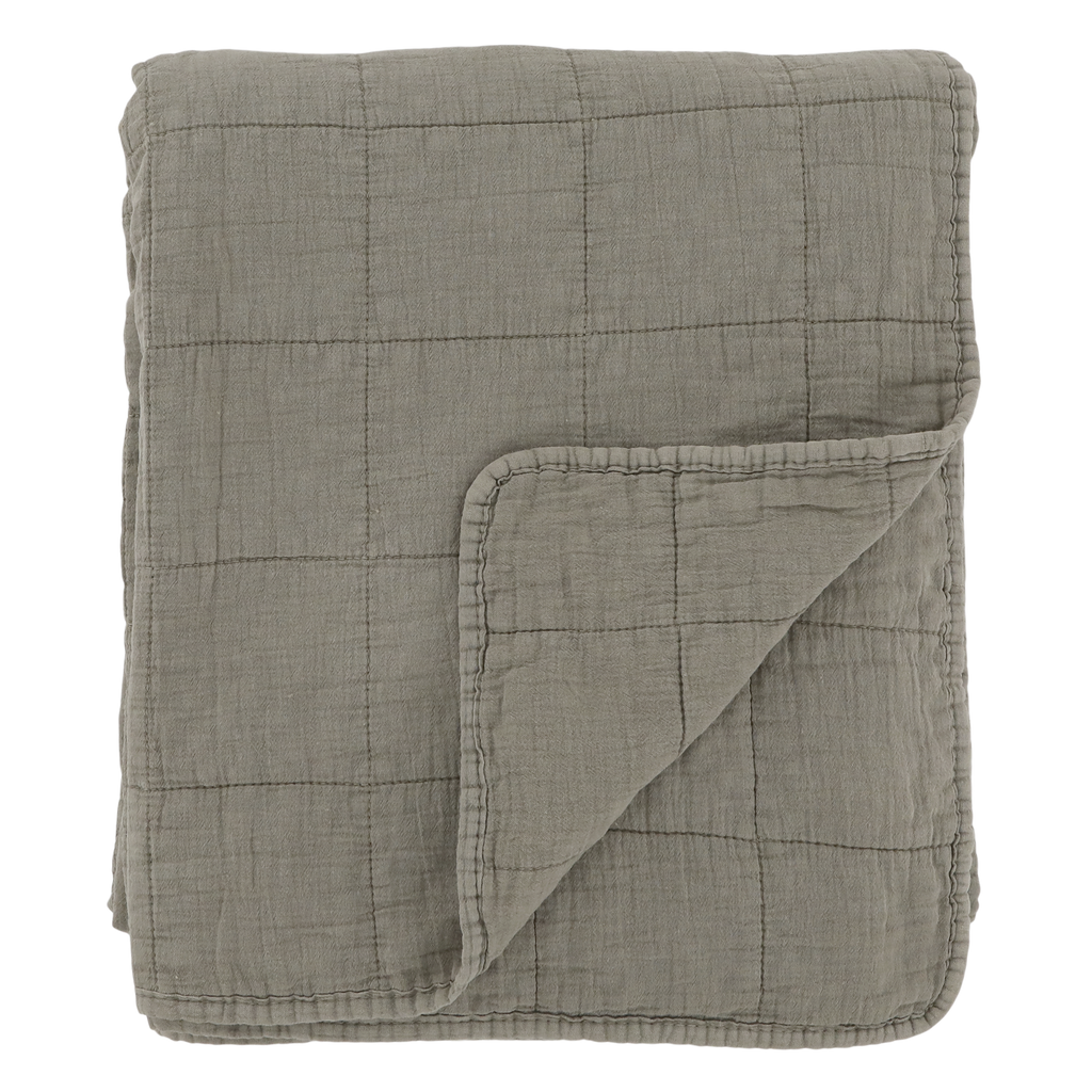 Chic Antique Aix Vintage Quilt/Decke 180x130cm, grün-olive