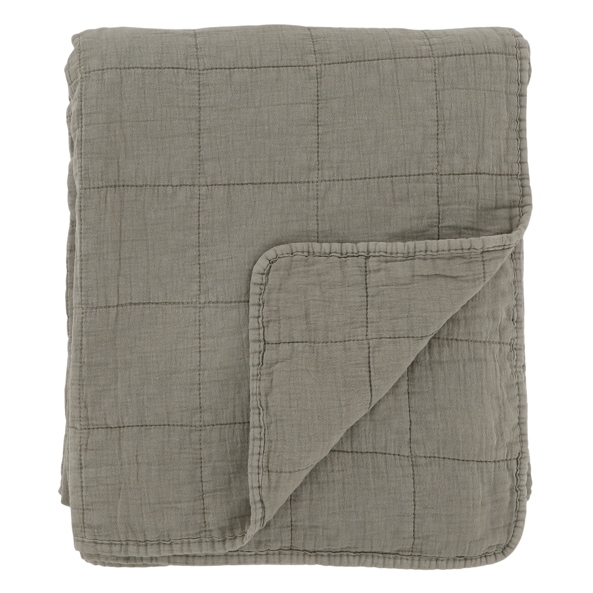 Chic Antique Aix Vintage Quilt/Decke 180x130cm, grün-olive