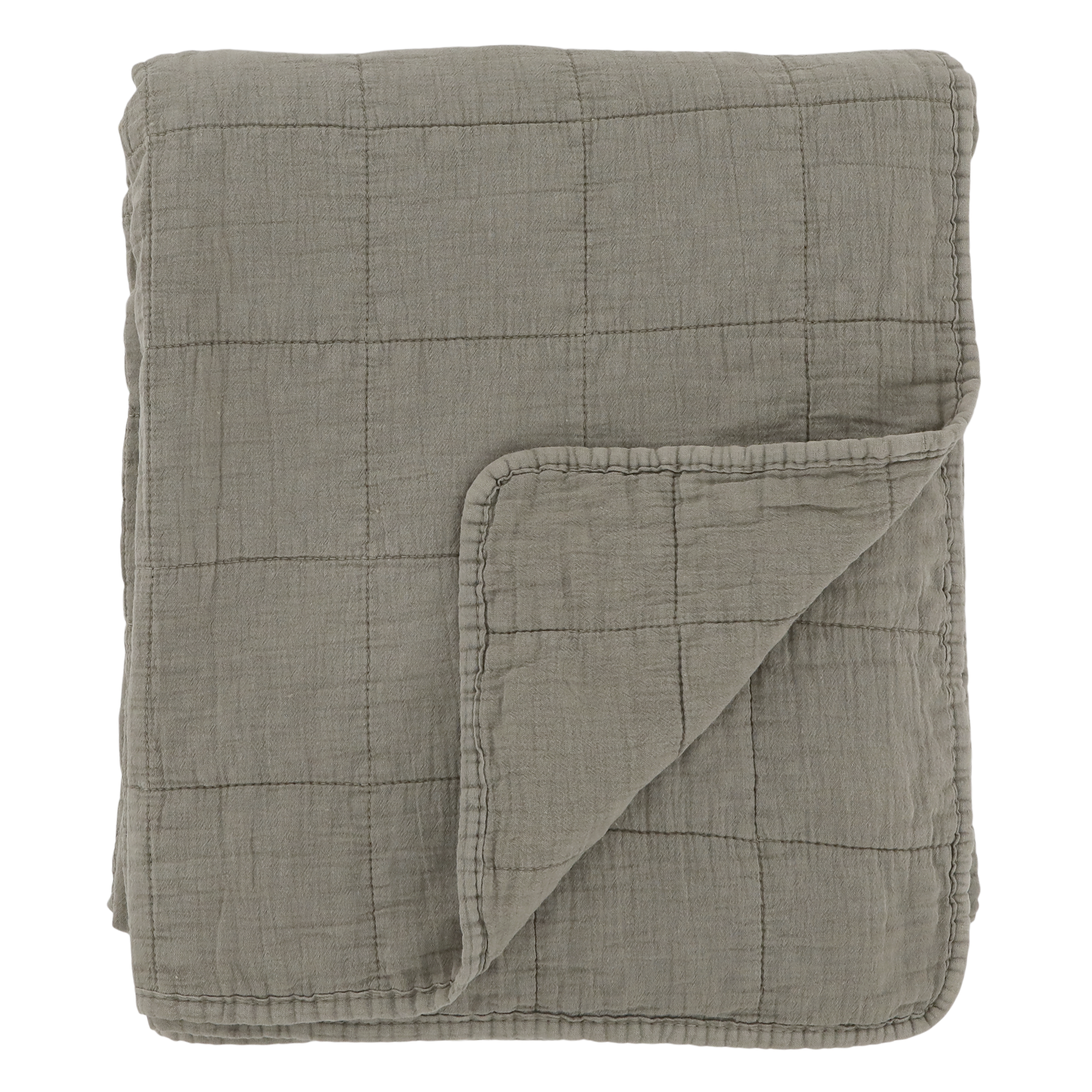 Chic Antique Aix Vintage Quilt/Decke 180x130cm, grün-olive