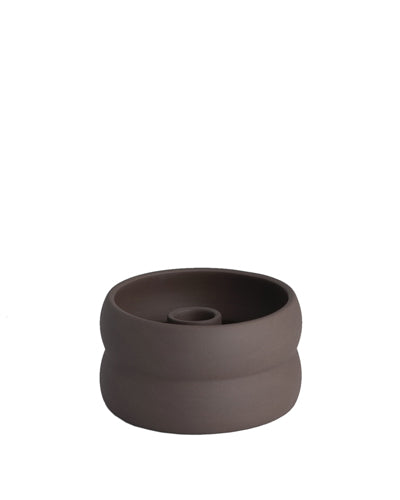 Storefactory Bolmen - Größe Mini, brauner Kerzenhalter, matte Keramik