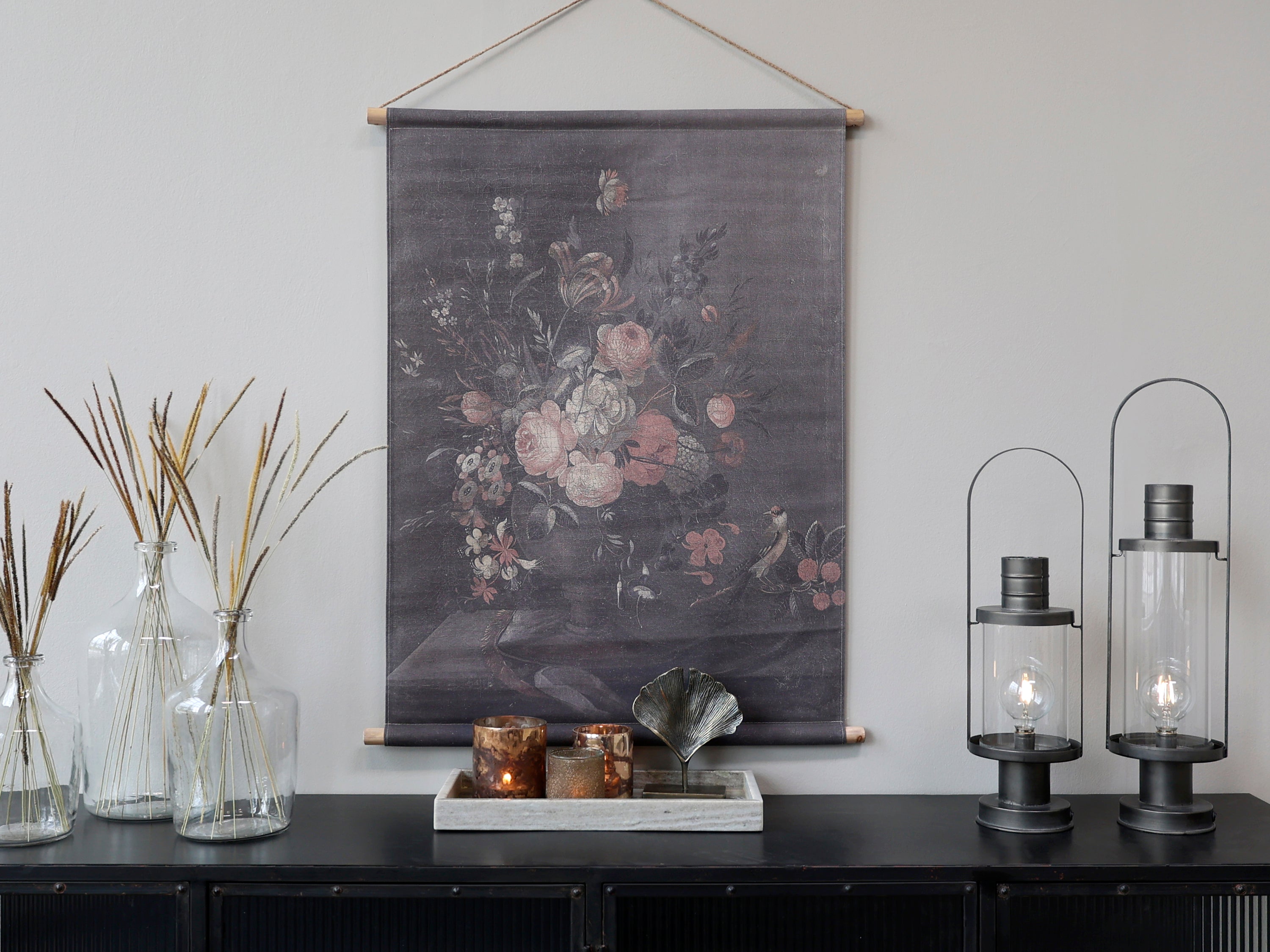 Chic Antique Leinwandbild mit Blumendruck