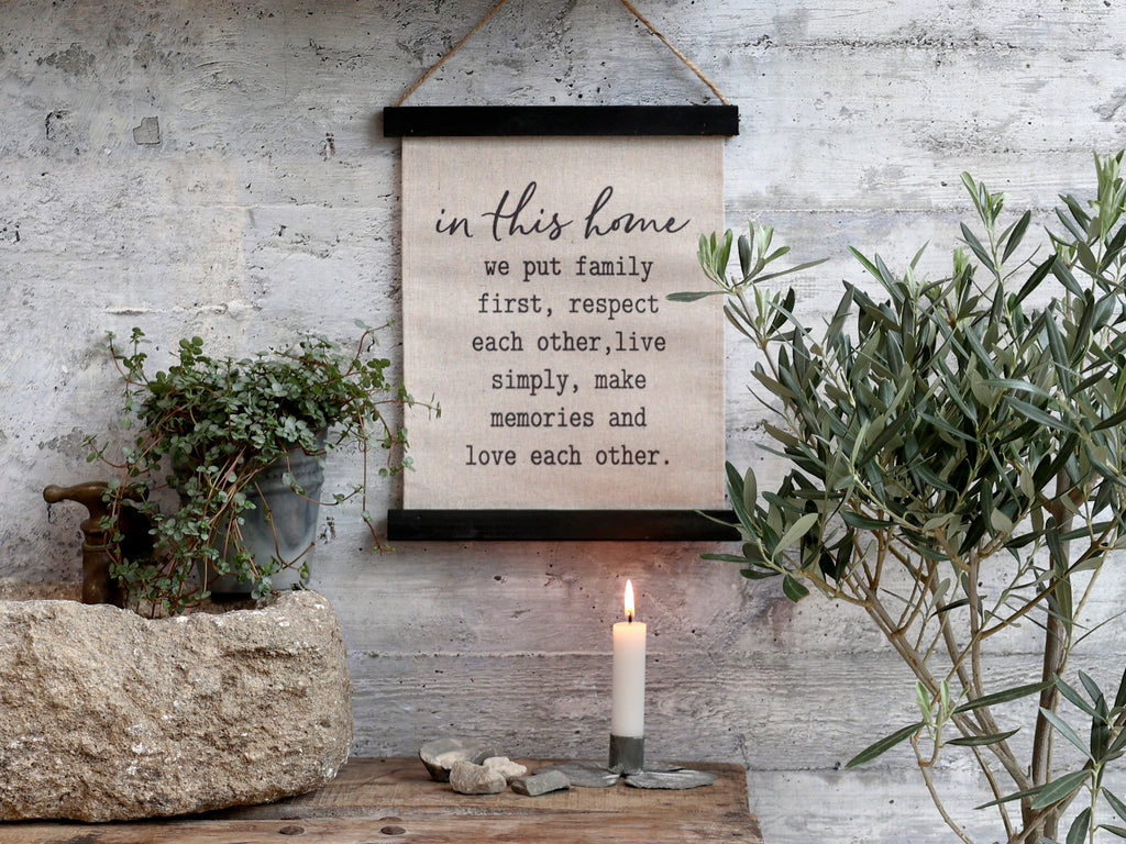 Chic Antique Leinwand "Family Rules"