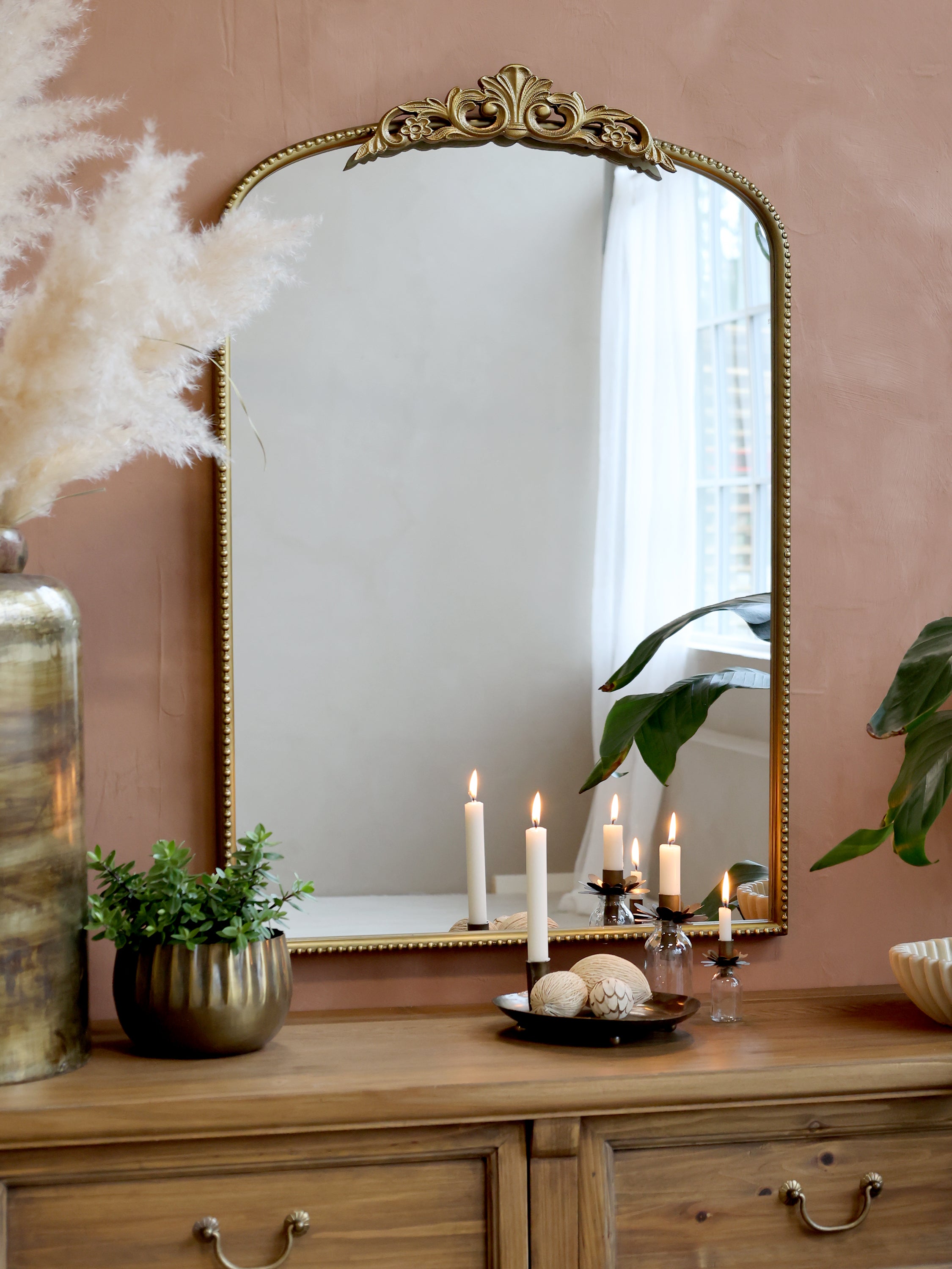 Chic Antique Spiegel mit Dekor Messing 91x61x3