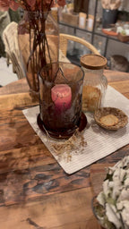 Kerzenglas/ Vase mit Tannenwald-Motiv, hoch, grau