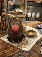 Kerzenglas/ Vase mit Tannenwald-Motiv, hoch, grau